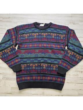VTG The Men's Store at Sears Geometric All Over Patterned Knit Sweater LG-Tall